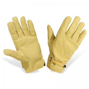 Gold Leather Riding Gloves with Strap