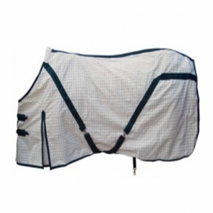 White Mesh Fly Rug with Navy Trim