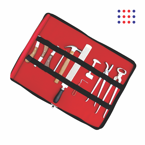 Hoof Trimming Tool Kit in Red Roll Pouch