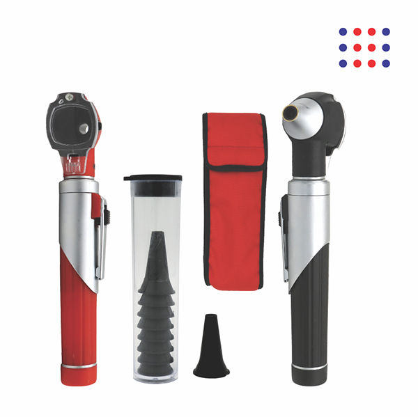 Mini Pocket Otoscope and Ophthalmoscope Set (Red and Black)