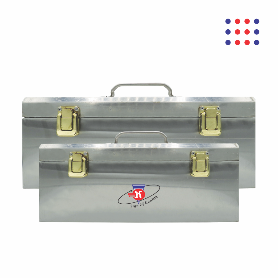 Stainless Steel Instrument Boxes with Brass Latches (Set of 2)
